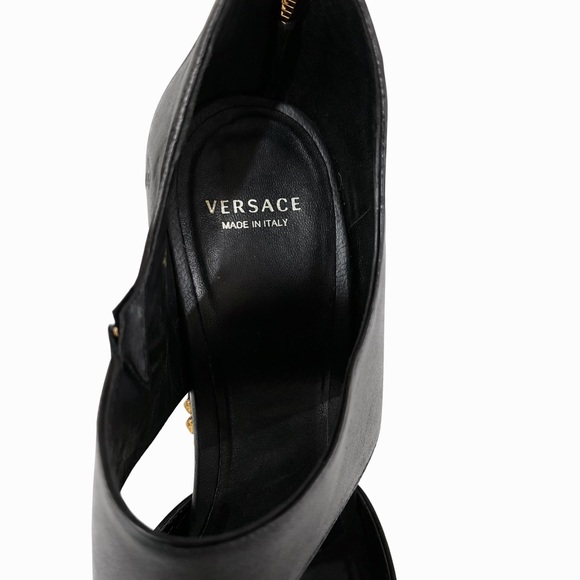 Authentic Versace Black and Gold Wedge Medusa Heels - Picture 6 of 9